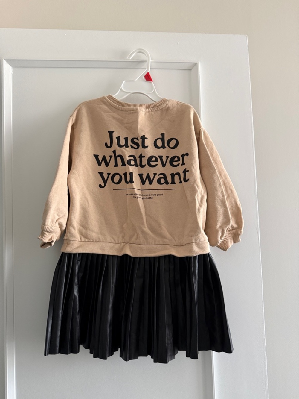Zara Beige Graphic Dress with Black Text